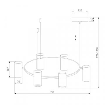 Подвесная светодиодная люстра Eurosvet Spacer 90103/6 матовый серый/золото