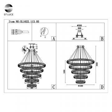 Подвесная светодиодная люстра ST Luce Tivoli SL1622.113.05