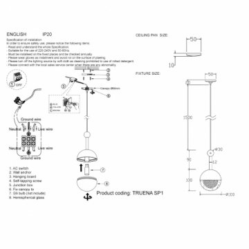 Подвесной светильник Crystal Lux TRUENA SP1 NICKEL