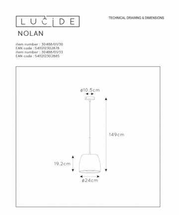 Подвесной светильник Lucide Nolan 30488/01/33