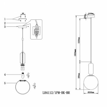 Подвесной светильник Lumien Hall Эрмин LH4112/1PM-BK-BR