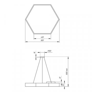 Подвесной светодиодный cветильник Geometria ЭРА Hexagon SPO-122-B-40K-066 66Вт 4000К черный Б0050553