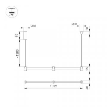 Подвесной светодиодный светильник Arlight SP-Elizeo-S1000-16W Warm3000 036594