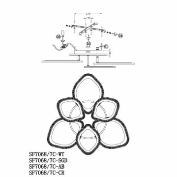 Потолочная люстра Seven Fires Lejv SF7068/7C-SGD-BL