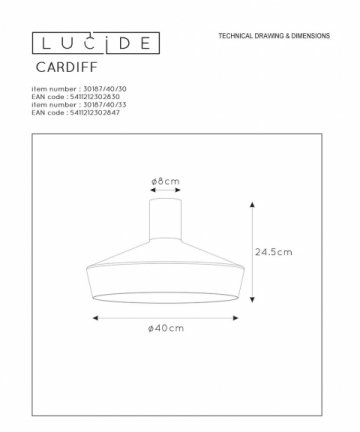 Потолочный светильник Lucide Cardiff 30187/40/33