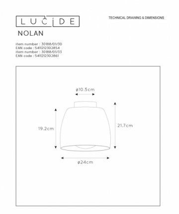 Потолочный светильник Lucide Nolan 30188/01/33
