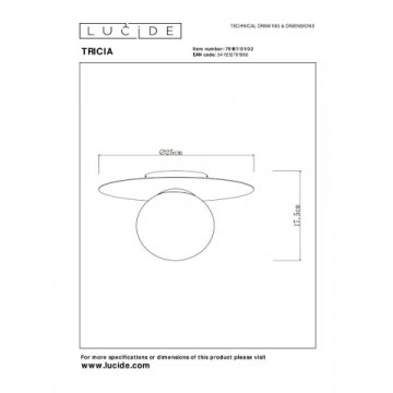 Потолочный светильник Lucide TRICIA 79187/01/02