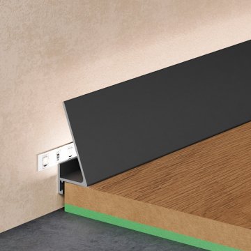 Микроплинтус Corner 570 под LED подсветку Черный Pro Design 30 мм х 15.5 мм х 2700 мм