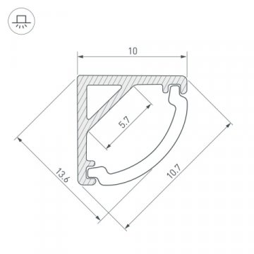 Профиль Arlight ARH-Kant-H10-2000 Anod 036321
