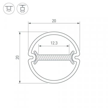 Профиль Arlight ARH-Round-D20-Dual-2000 Anod 039218
