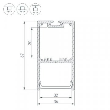 Профиль Arlight SL-Line-3667-3000 Anod 036197