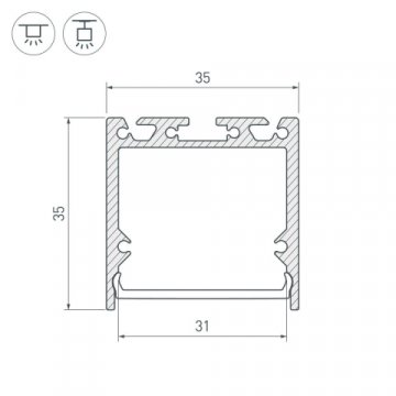 Профиль с экраном Arlight SL-LINE-3535-2500 WHITE+OPAL 036302