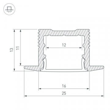 Профиль встраиваемый Arlight SL-Slim-H13M-F25-3000 Anod 036040