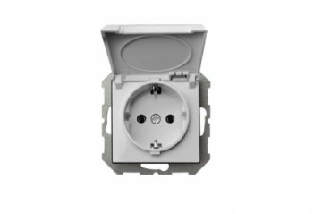 Розетка 2P+E Liregus Epsilon с крышкой белый 28-019