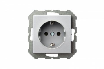 Розетка 2P+E Liregus Epsilon серебро 28-176