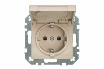 Розетка 2P+E Liregus Retro с крышкой кремовый омбре 29-123