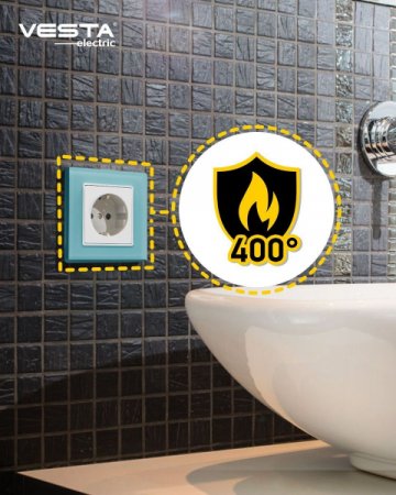 Розетка 2P+E Vesta-Electric Exclusive Blue голубой FRZ00040003SIN