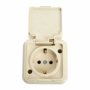 Розетка 2P+PE Stekker Брест с крышкой слоновая кость PST16-21-44 49058