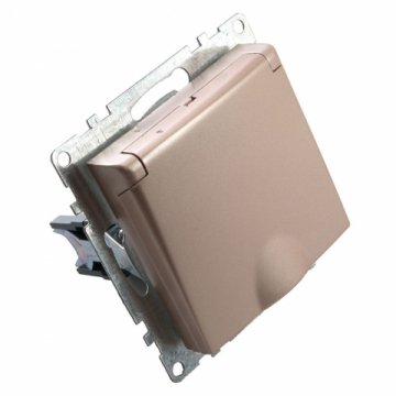 Розетка 2P+PE Stekker Катрин со шторками крышкой шампань GLS16-7112-02 39594