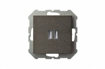 Розетка 2xUSB Liregus Epsilon антрацит 28-1136