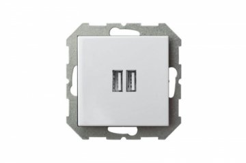 Розетка 2xUSB Liregus Epsilon белый 28-0352
