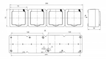 Розетка четырехместная 2P+PE IEK Germes Plus с крышкой белая ERMP42-K01-16-54-EC