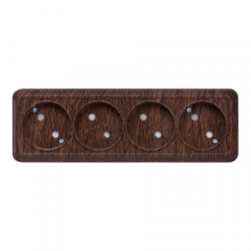 Розетка четырехместная 2P TDM Electric Ладога со шторками бук SQ1801-0329