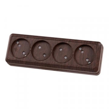 Розетка четырехместная 2P TDM Electric Ладога со шторками бук SQ1801-0329