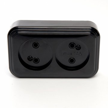 Розетка двойная 2P Stekker Брест черный PST16-30-20 39694