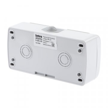 Розетка двойная ЭРА Intro Atlantic Schuko 2x2P+E 16A 250V с крышкой 5-204-03 Б0051061