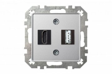 Розетка HDMI/USB Liregus Epsilon серебро 28-1856