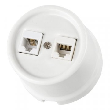 Розетка компьютерная RJ45/телефонная RJ11 TDM Electric "Болонь" белая SQ1820-0052