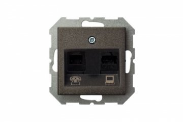 Розетка RJ45/RJ11 Liregus Epsilon антрацит 28-115
