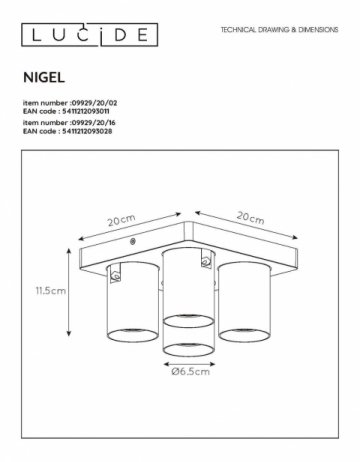 Спот Lucide Nigel 09929/20/16