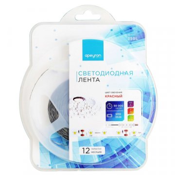 Светодиодная лента Apeyron 4,8W/m 60LED/m 3528SMD красный 5M 35BL
