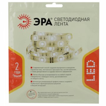 Светодиодная лента ЭРА 4,8W/m 60LED/m 2835SMD белый 5M LS2835-4,8-60-24-33-4000К-5m Б0043108