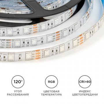 Светодиодная лента OGM 14,4W/m 60LED/m 5050SMD разноцветный (RGB) 5M LSE-276