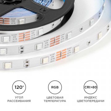 Светодиодная лента OGM 7,2W/m 30LED/m 5050SMD разноцветный (RGB) 5M LSE-280