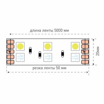 Светодиодная лента SWG 28,8W/m 120LED/m 5050SMD RGB/ холодный белый 5M 000969