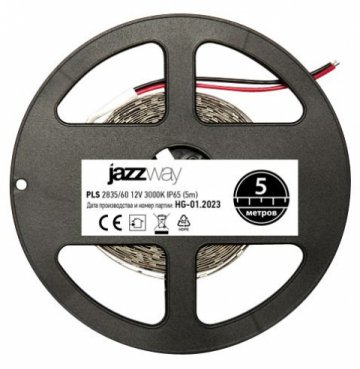 Светодиодная влагозащищенная лента Jazzway 6W/m 60Led/m 2835SMD теплый белый 5M 2859037
