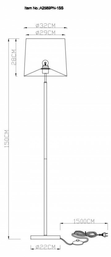 Торшер Arte Lamp Rodos A2589PN-1SS