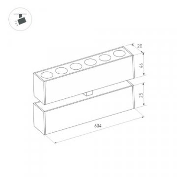 Трековый светильник для магнитного шинопровода Arlight MAG-DOTS-FOLD-25-S600-18W Day4000 034222