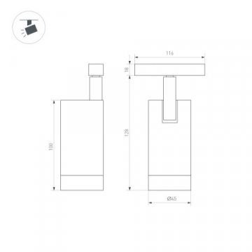 Трековый светодиодный светильник для магнитного шинопровода Arlight Mag-Orient-Spot-R45-12W Warm3000 033624
