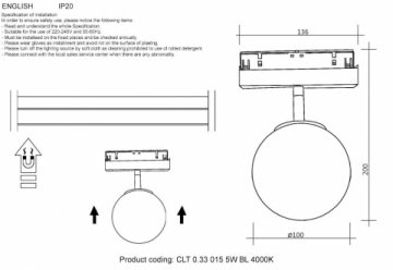 Трековый светодиодный светильник Crystal Lux CLT 0.33 015 5W BL 4000K