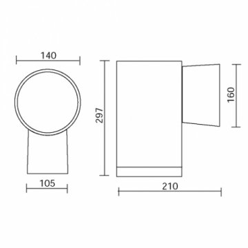 Уличный настенный светильник Side Monolight E5088