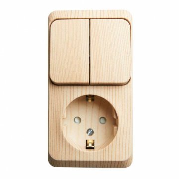 Блок розетка-выключатель Schneider Electric Этюд сосна BPA16-202D