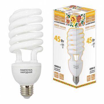 Лампа люминесцентная TDM Electric Народная E27 45W 4000K матовая SQ0347-0035