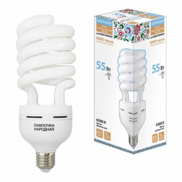Лампа люминесцентная TDM Electric Народная E27 55W 6500K матовая SQ0347-0039