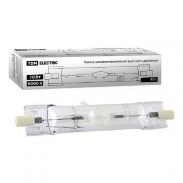 Лампа металлогалогенная TDM Electric Rх7s 70W 6000K прозрачная SQ0325-0012