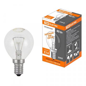 Лампа накаливания TDM Electric Е14 40W прозрачная SQ0332-0001